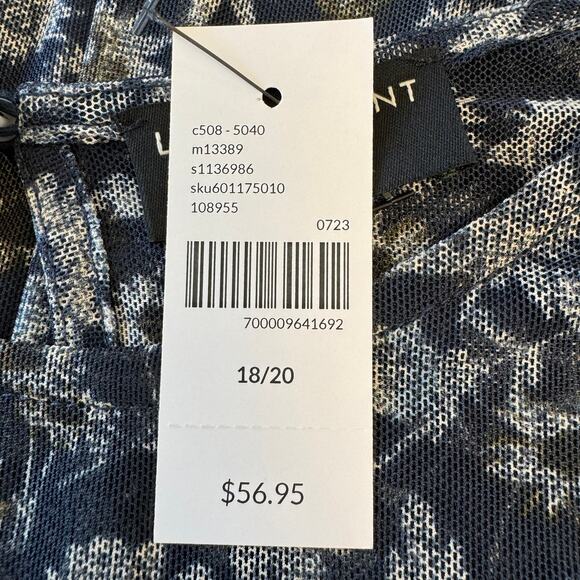 LANE BRYANT Puff Sleeve Crew Neck Mesh Blouse Women's Size 18/20 Navy Floral NWT - Picture 12 of 13